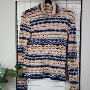 Missoni Striped Multicolor Turtleneck Sweater made in Italy. Size US 12